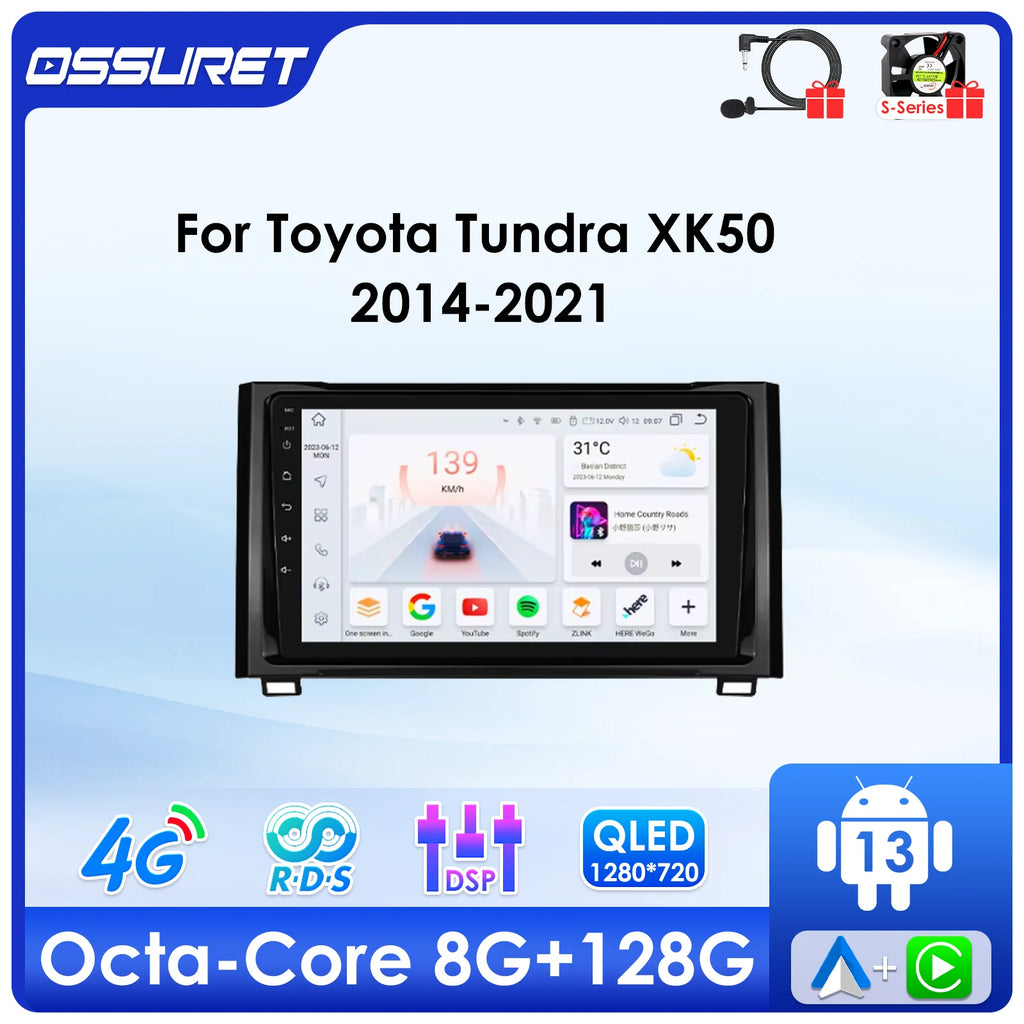 Android Auto Car radio For Toyota Tundra XK50 2014-2021 Multimedia player 4G wireless Carp