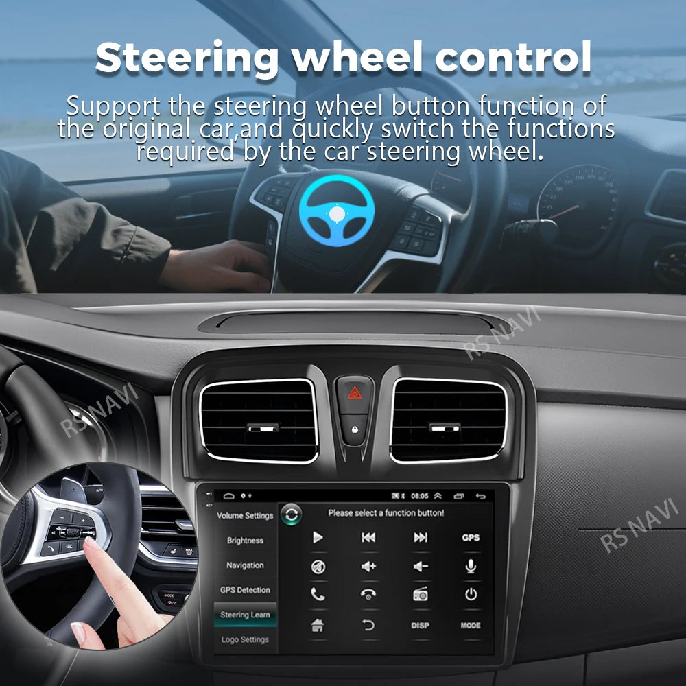 Android 16 For Renault Logan 2 2012 - 2022 Sandero 2 2013 -2022 2K QLED Stereo Car Radio M