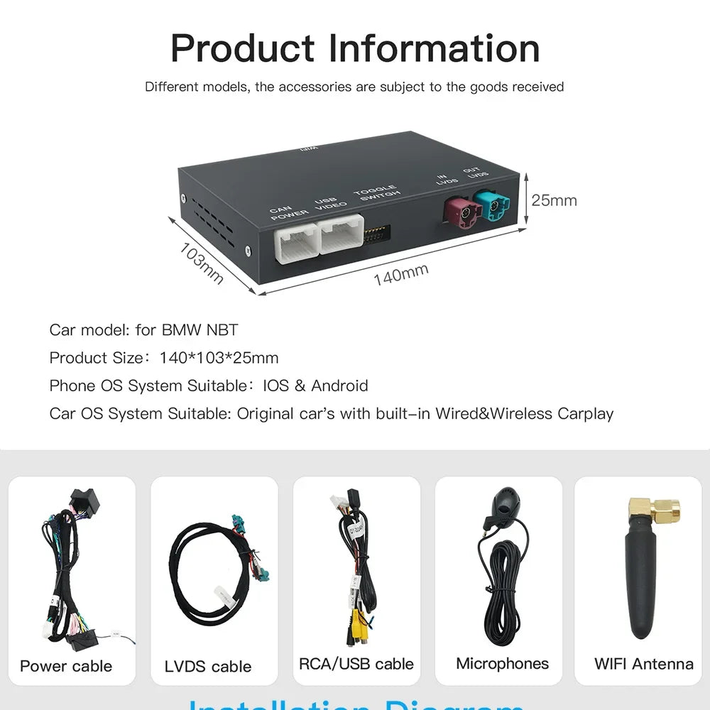 Wireless CarPlay For BMW NBT CIC 1 2 3 4 5 7 Series F20 F21 F23 F30 F31 F34 F35 F32 F33 F3