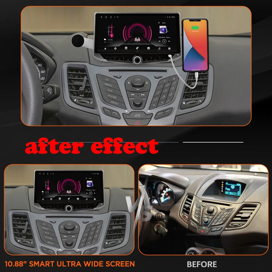 10.88'' Android 14 For Ford Focus Mk3 Kuga Fiesta C-MAX Qled Screen Multimedia Autoradio R | AUTOKITSHOP