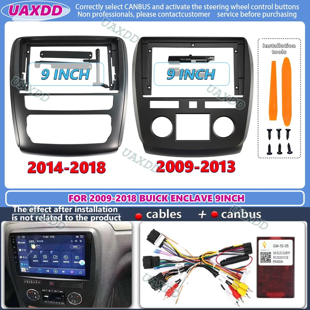 2 DIN 9 Inch Car Radio For Buick ENCLAVE 2009-2018 DVD GPS Mp5 ABS PC Plastic Fascia Dashb