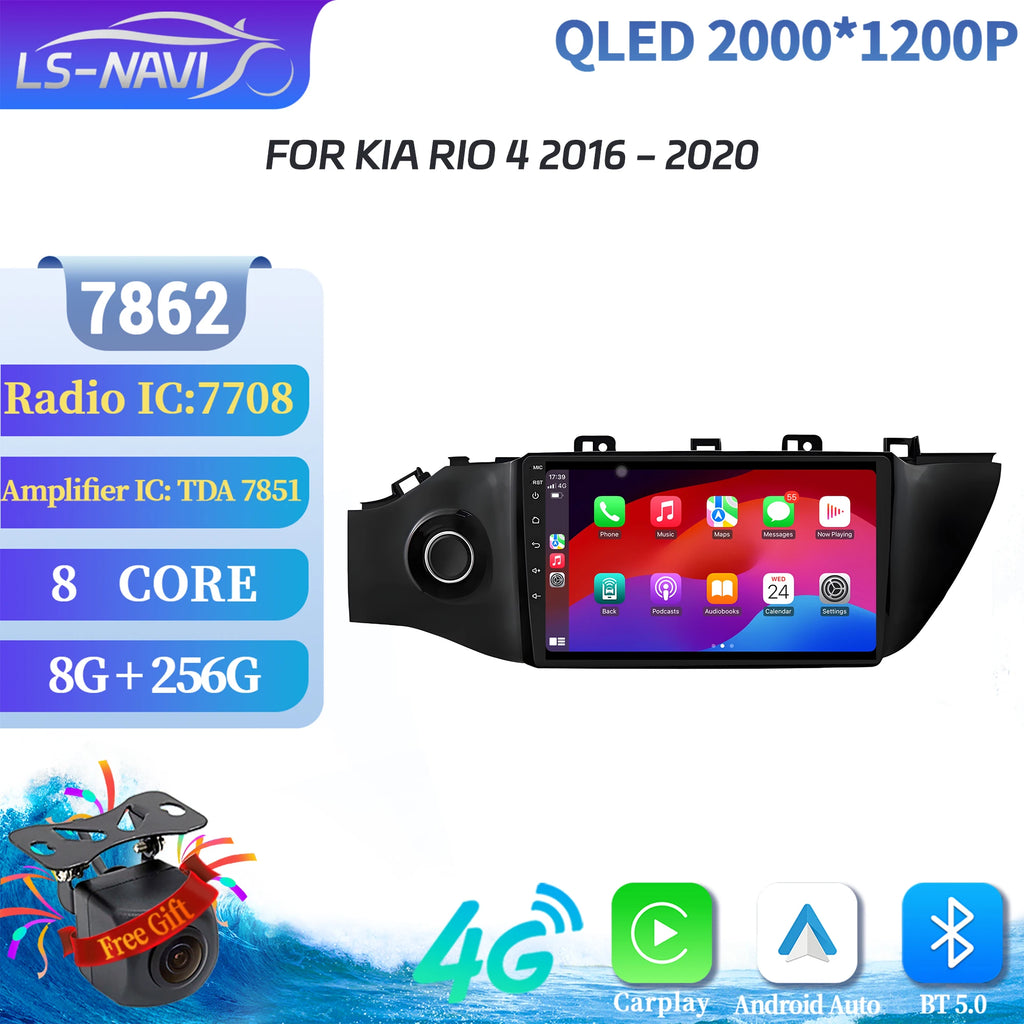 Android 14 For Kia RIO 4 2016 - 2020 Wireless BT Carplay Auto Car Radio Multimedia Navigat