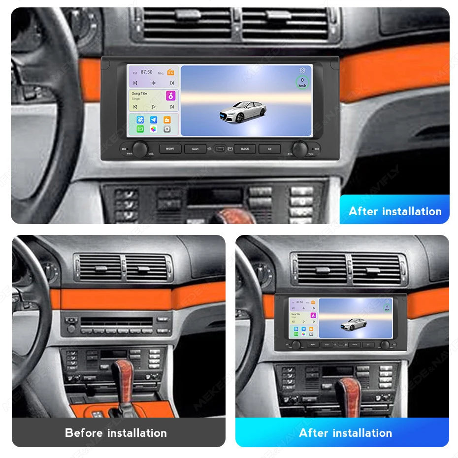 MEKEDE&NAVIFLY Android OS Intelligent audio radio system For BMW E53 X5 E39 M5 E38 1999 -