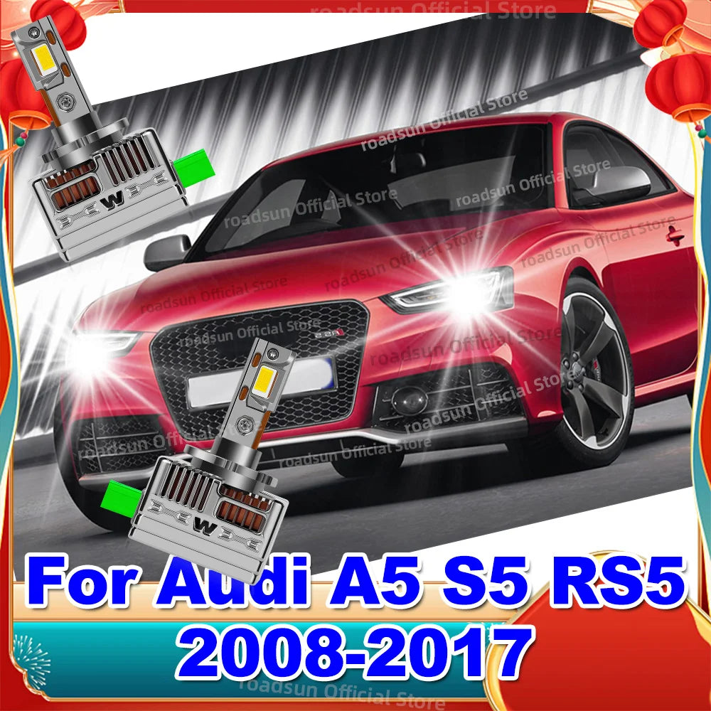 LED Headlight Canbus 50000LM 1:1 Xenon HID Light Bulbs 6000K For Audi A5 S5 RS5 2008-2017