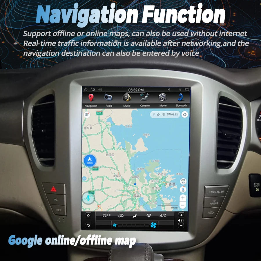 RHD 12.1" For Toyota Highlander 2001-2007 Toyota Kluger 2005 Grande Android 14 Car GPS Aut | AUTOKITSHOP