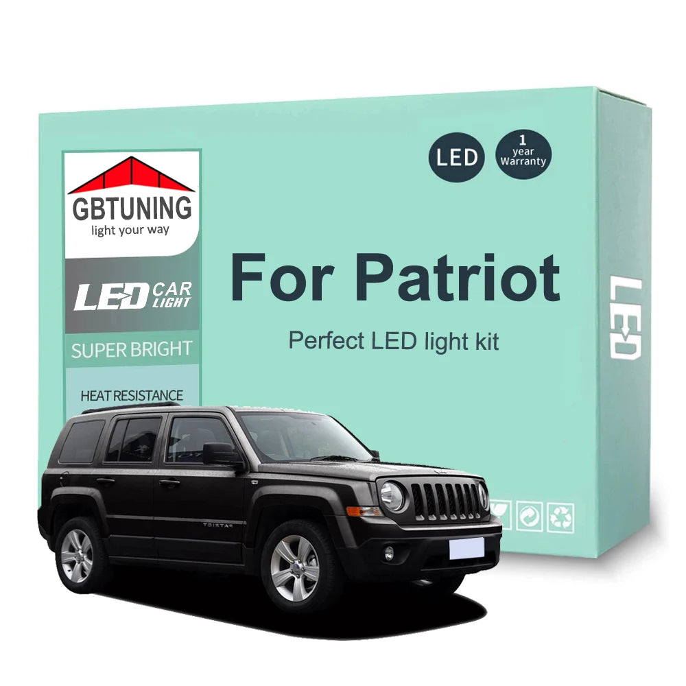 8-Piece LED Interior Light Kit for Jeep Patriot 2007-2013 - Canbus Dome Map Door Trunk Bulbs | AUTOKITSHOP