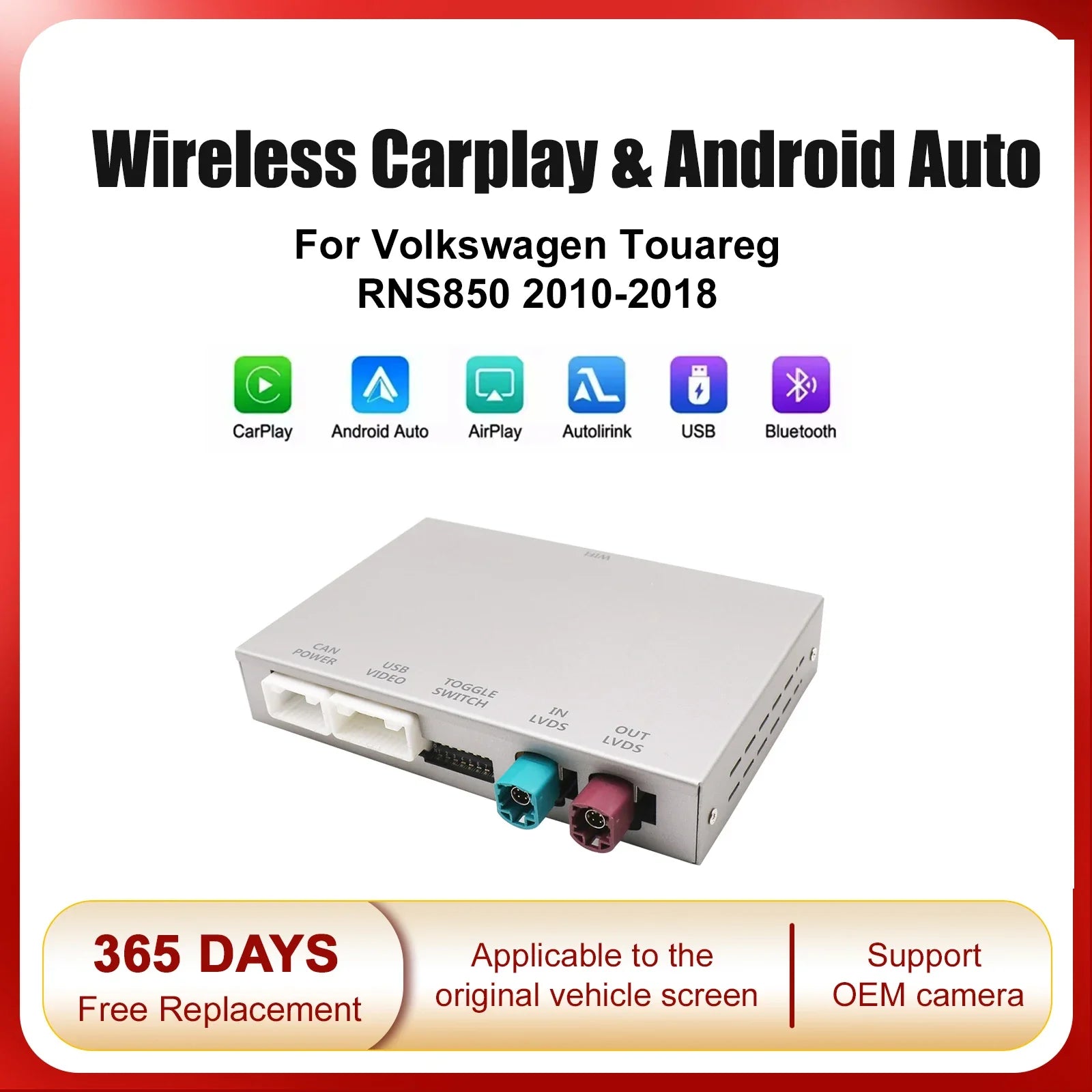 Wireless CarPlay Interface For Volkswagen Touareg RNS850 2010-2018 with Android Auto Voice | AUTOKITSHOP