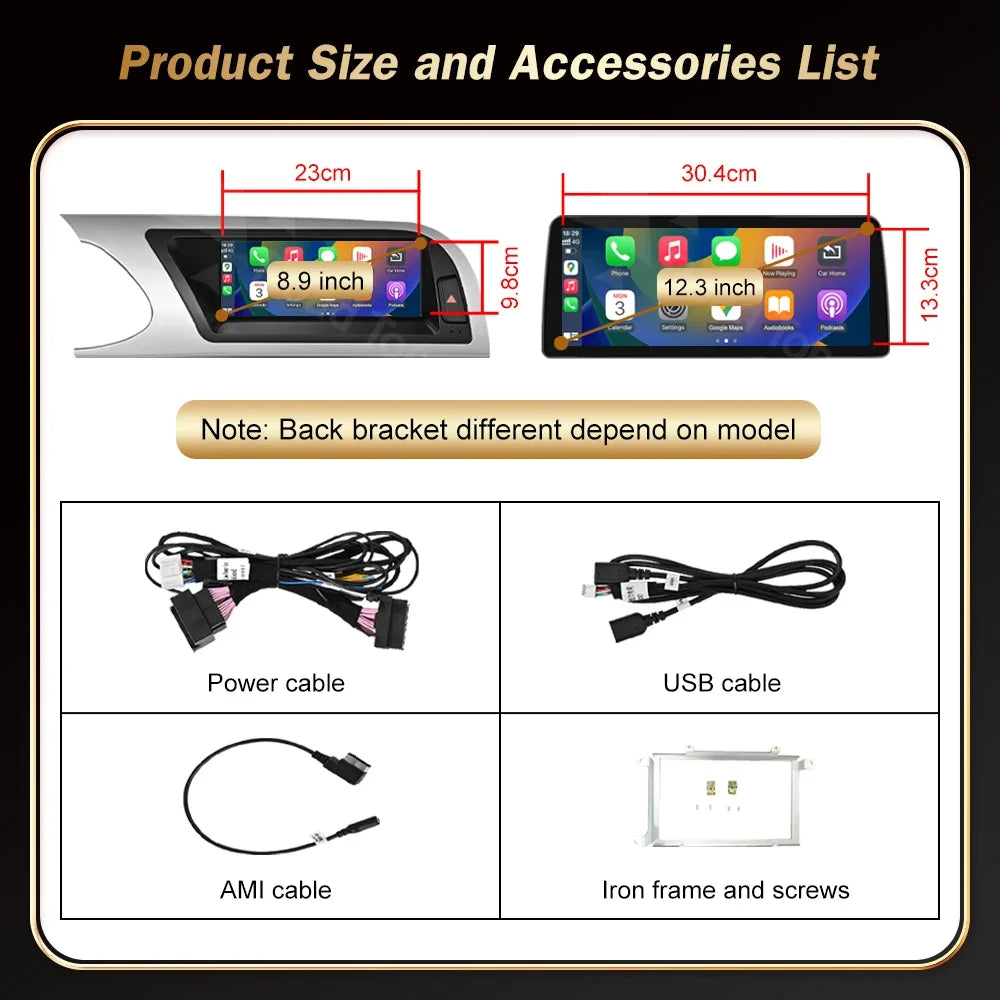 RoadTop 12.3 Wireless CarPlay Multimedia EU Ultra-thin Linux Screen Android Auto For Audi