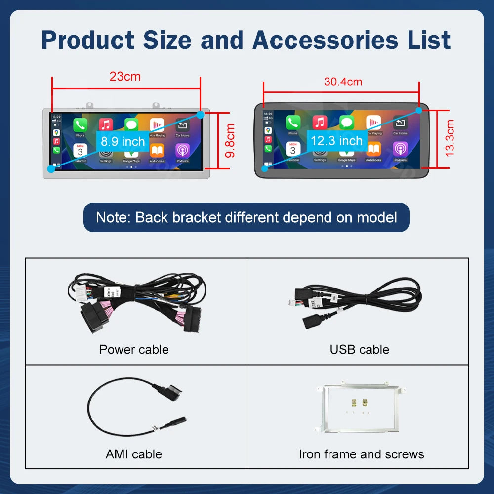 8.9 Inch 12.3"" Multimedia Display Touch Screen For Audi A4 S4 2009-2015 Airplay Miracast  | AUTOKITSHOP