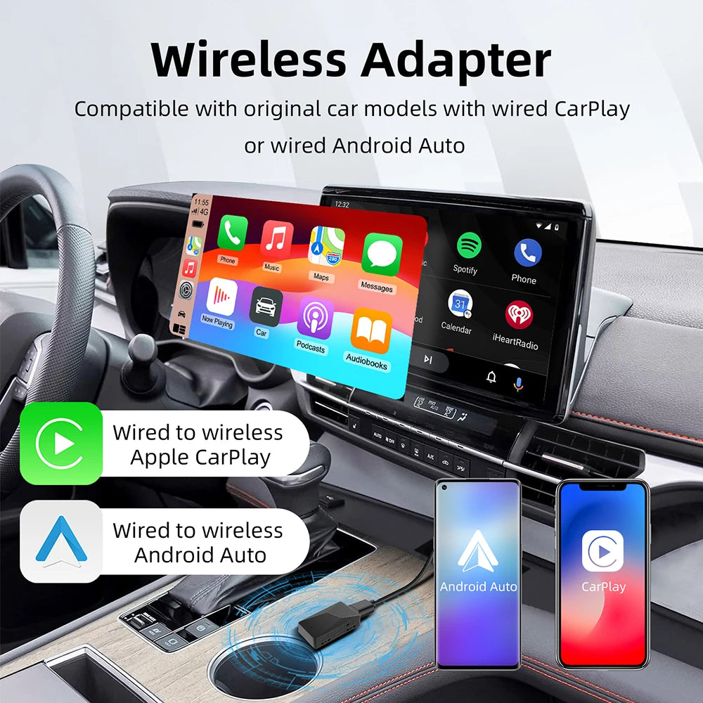 Wireless Carplay Smart Box Mini Wireless Android Auto Adapter with USB Auto Connect Plug a