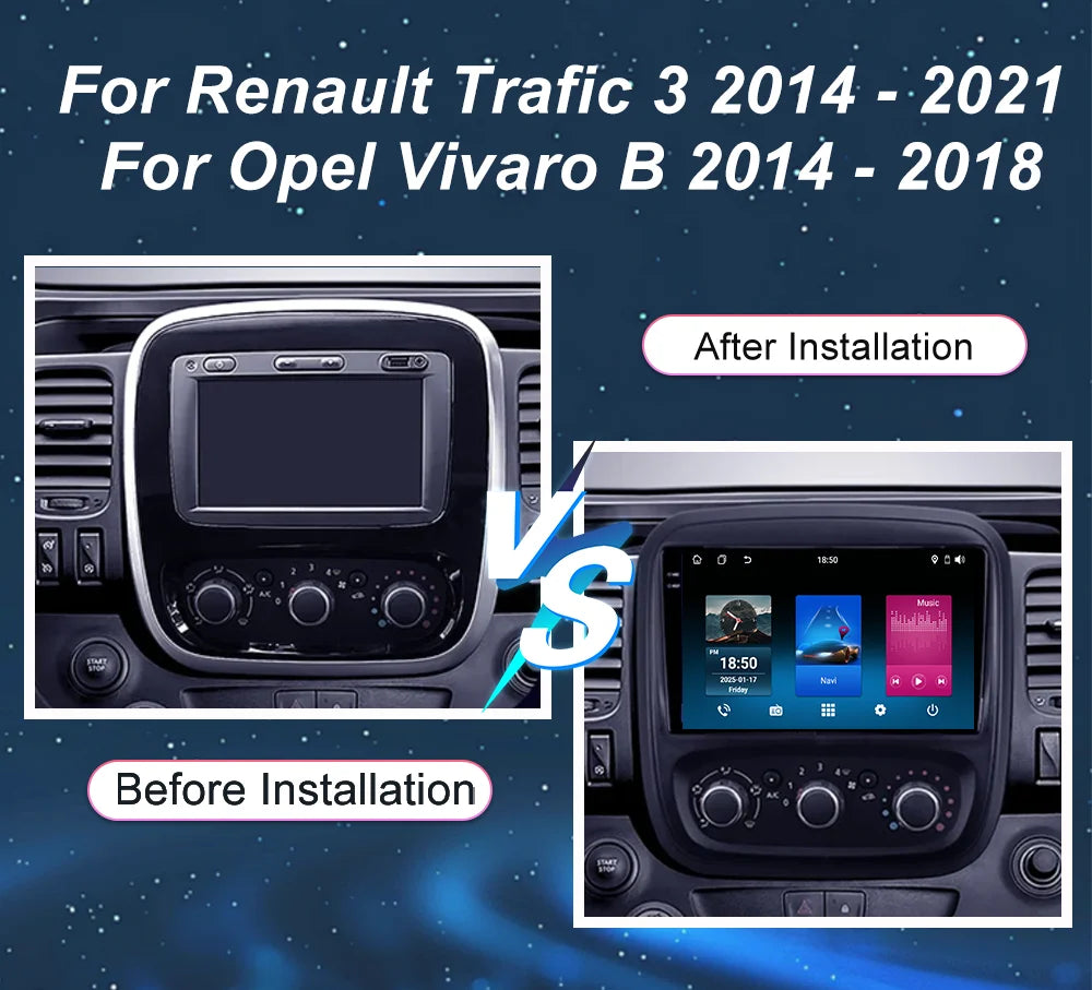 Android 16 Car For Renault Trafic 3 2014 - 2021 For Opel Vivaro B 2014 - 2018 Auto Player