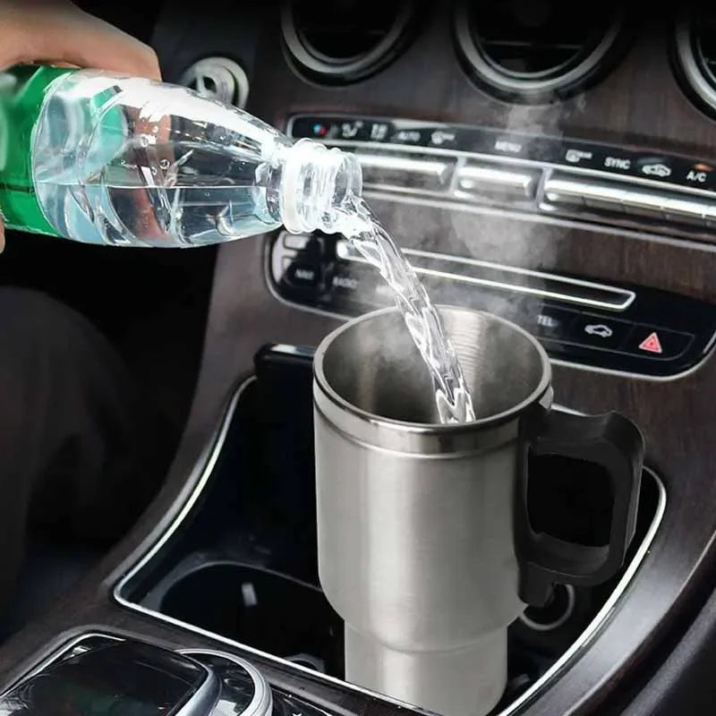 12V 500ML Car Electric Kettle Car Heating Cup Stainless Steel Thermos Heating Water Bottle Car K - Automotive LED Light