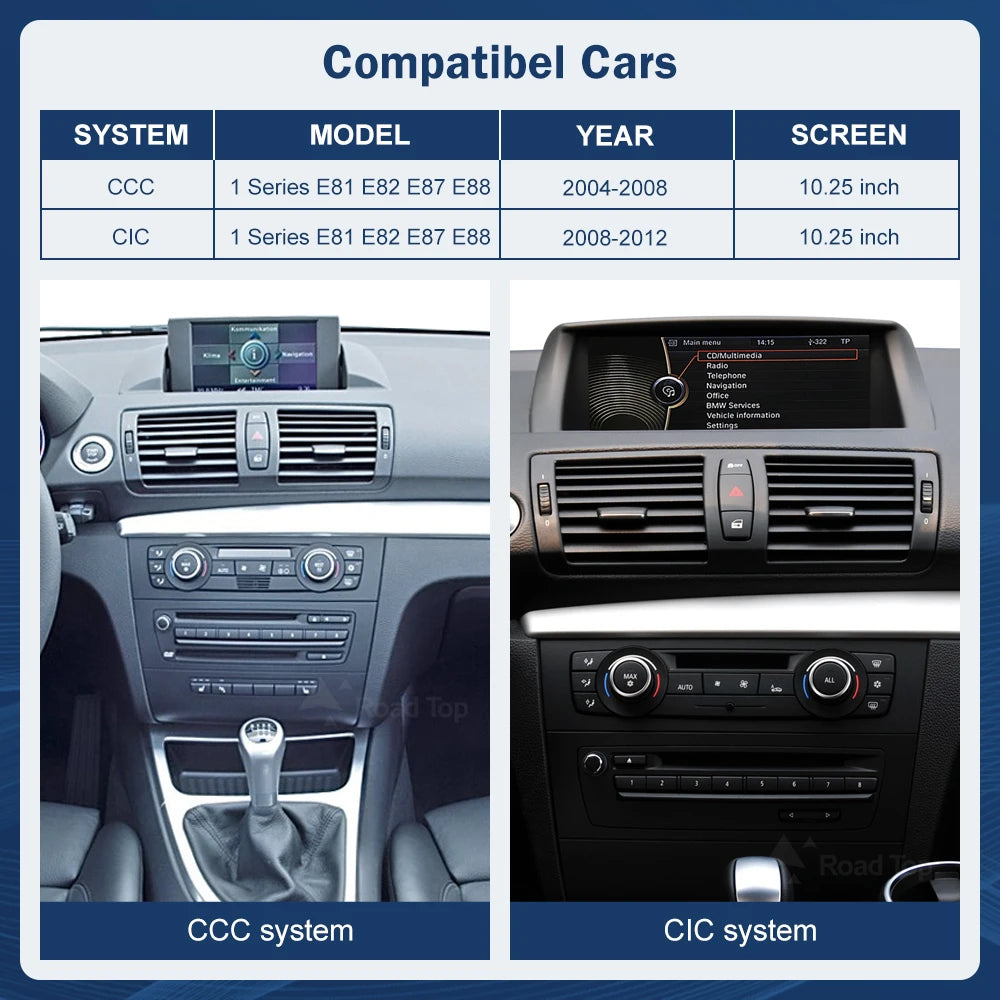 10.25 12.3 Wireless CarPlay Multimedia For BMW 1 Series E81 E82 E87 E88 2004-2012 CCC CIC  | AUTOKITSHOP