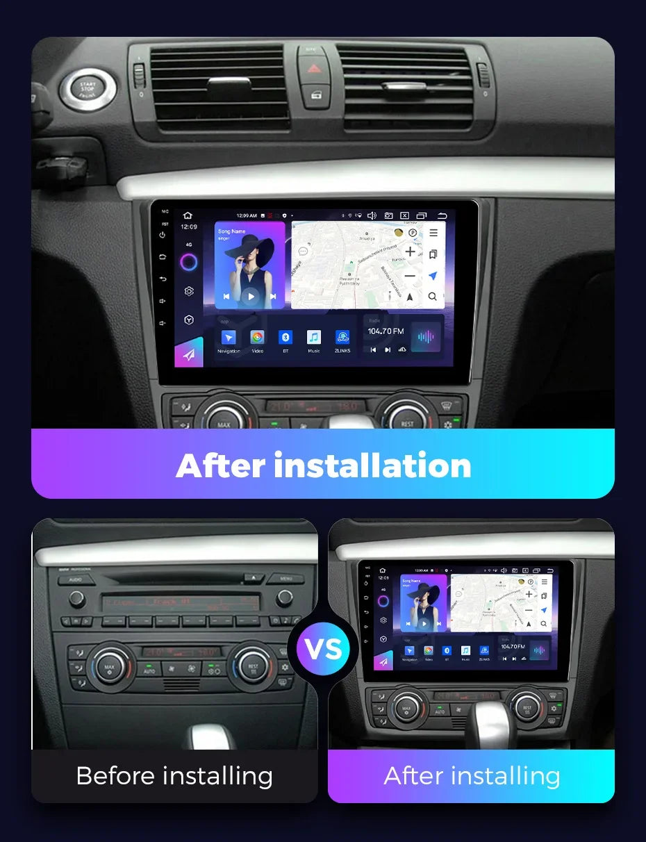 9'' QLED Car Radio Stereo Android All In One For BMW 1 Series E81 E82 E87 E88 2004-2012 Ca | AUTOKITSHOP