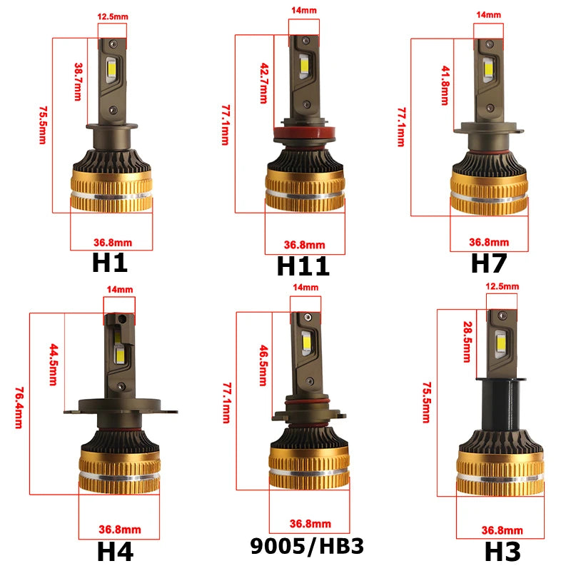 P65 130W LED Headlights 6000K 13000LM Super Bright White Light H1 H7 H8 H11 HB3 9005 9006