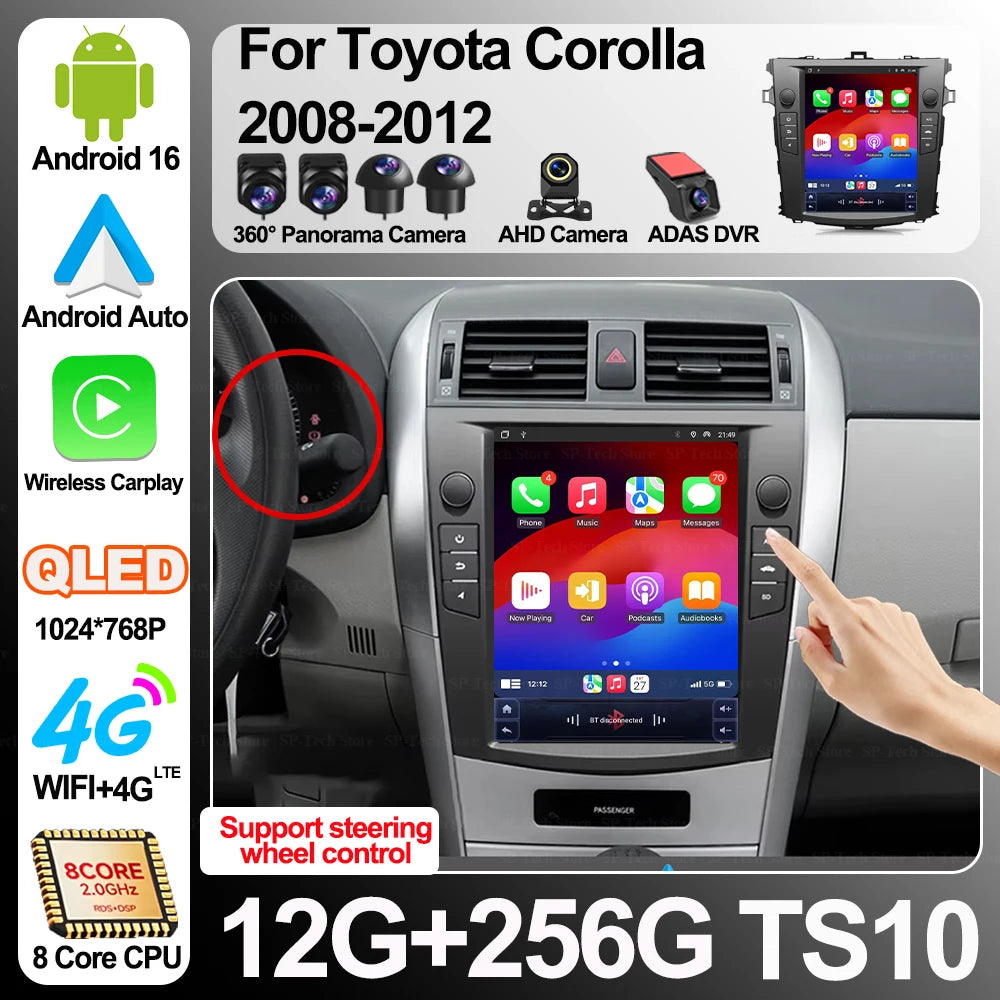 9.7 Inch Android 16 For Toyota Corolla 2008-2012 Car Radio Multimedia Video Player Gps nav | AUTOKITSHOP