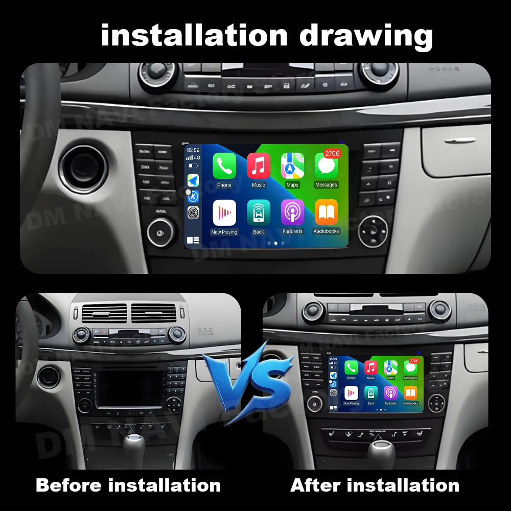 Carplay Android Auto for Mercedes Benz W211 2002 - 2008 Car Radio Multimedia Player GPS Na