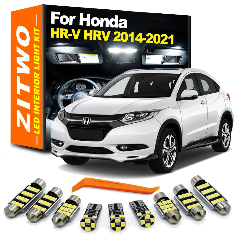 ZITWO 12Pcs For Honda HR-V HRV 2014 2015 2016 2017 2018 2019 2020 2021 LED Interior Light License Plate Lamp Kit Accessories