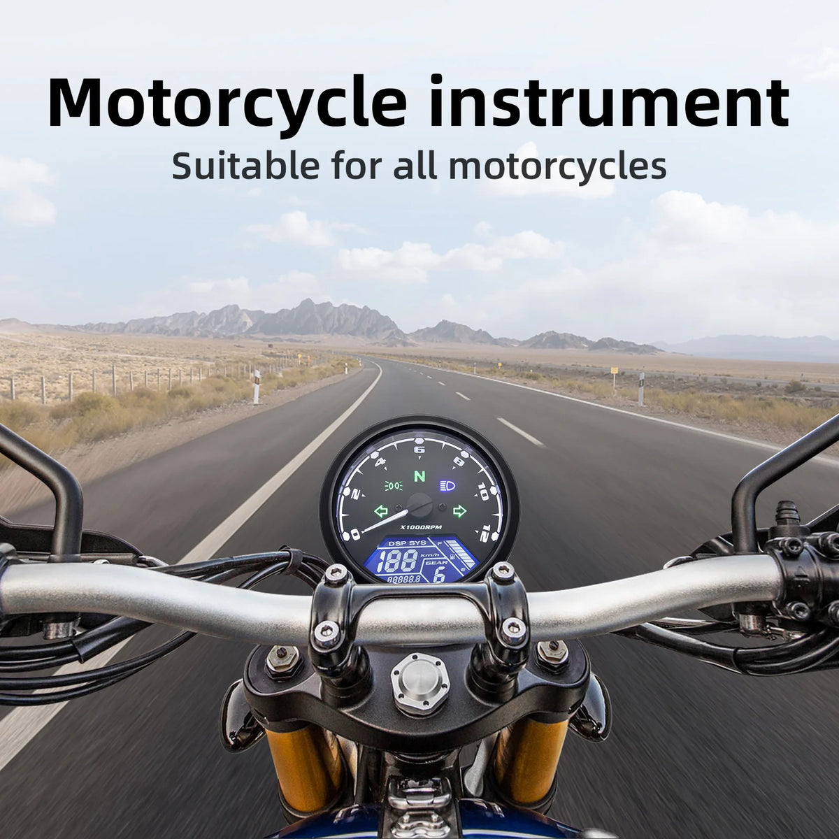 0~12000RPM Universal Motorcycle Speedometer Dashboard Panel Digital LCD Display Speed MPH km/h T - Automotive LED Light