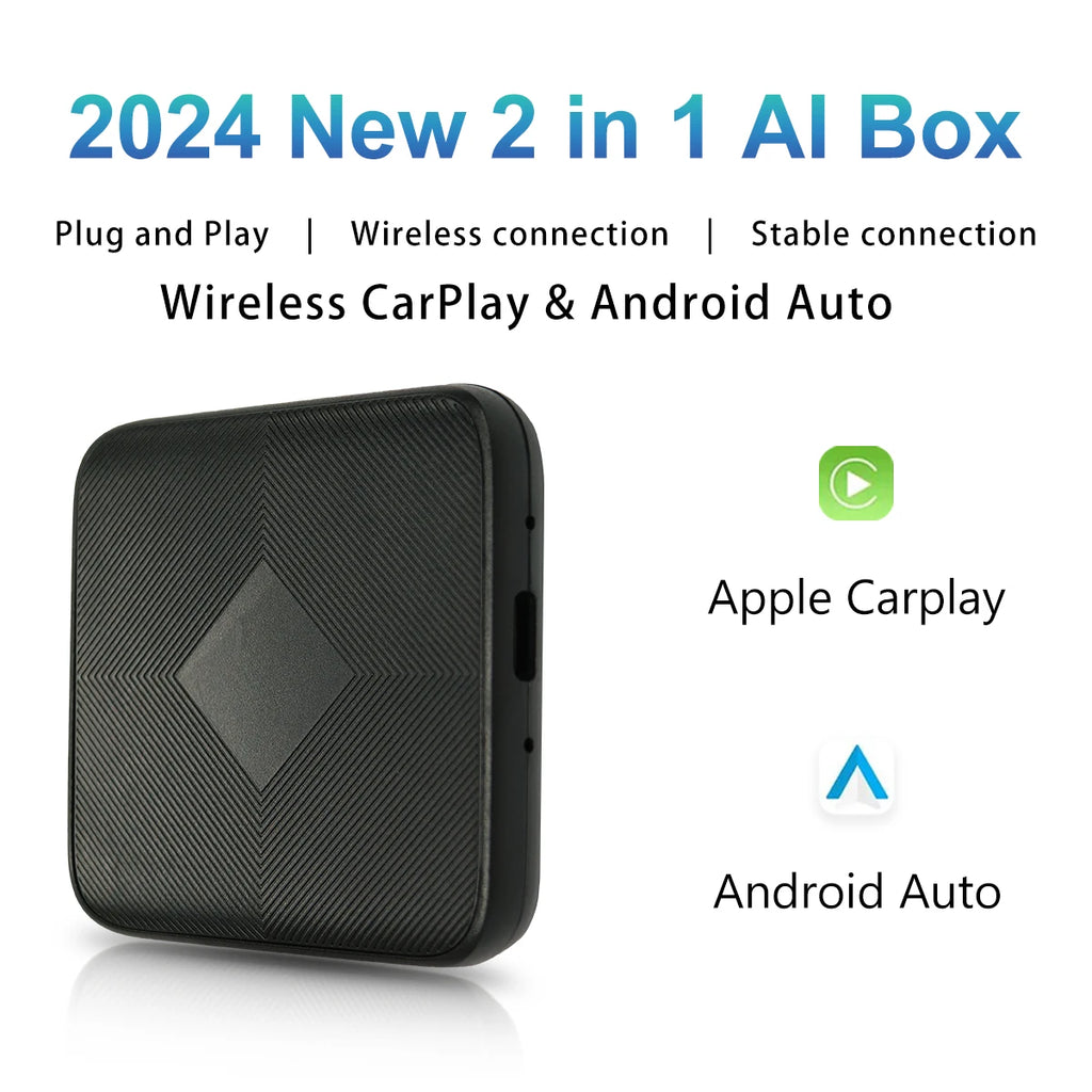 WRWD New 2 in 1 Mini Wireless Carplay Ai Box Plug&Play BT WiFi Wired To Wireless For Apple