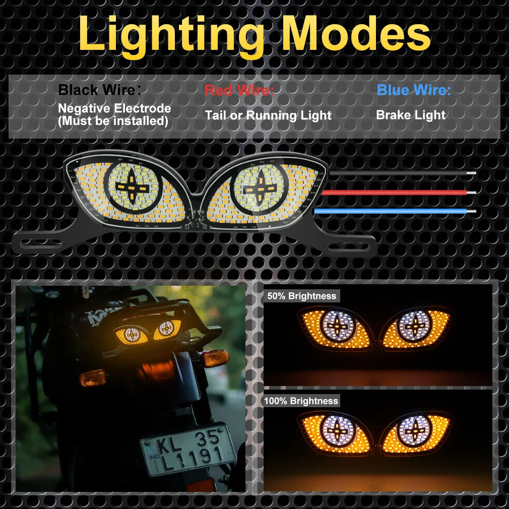 TOAUTO LED Light Motorcycle Signal Light 12V Tail Light 102PCS LED Chip Motorcycle Devil's