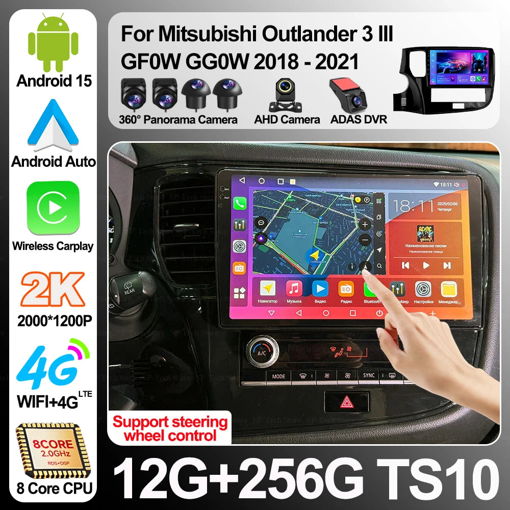 Android 16 For Mitsubishi Outlander 3 Iii Gf0w Gg0w 2018-2021 Video Player Carplay Auto Ca | AUTOKITSHOP