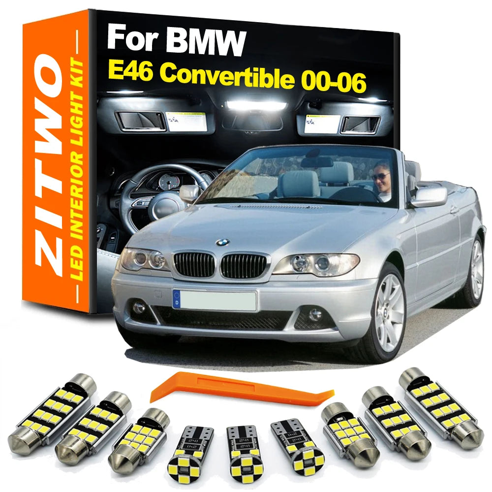 ZITWO 13Pcs For BMW 3 Series E46 Convertible Cabrio 2000 2001 2002 2003 2004 2005 Car LED Interior Dome Map Reading Light Kit