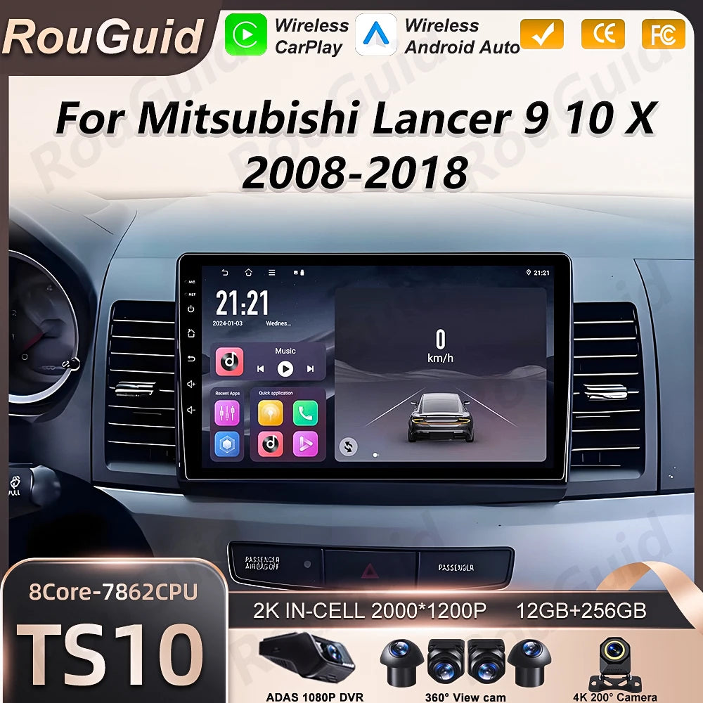 Android 16 Carplay Car Radio For MITSUBISHI LANCER 9 10 X 2008 2009 2010 2011 - 2016 Auto  | AUTOKITSHOP