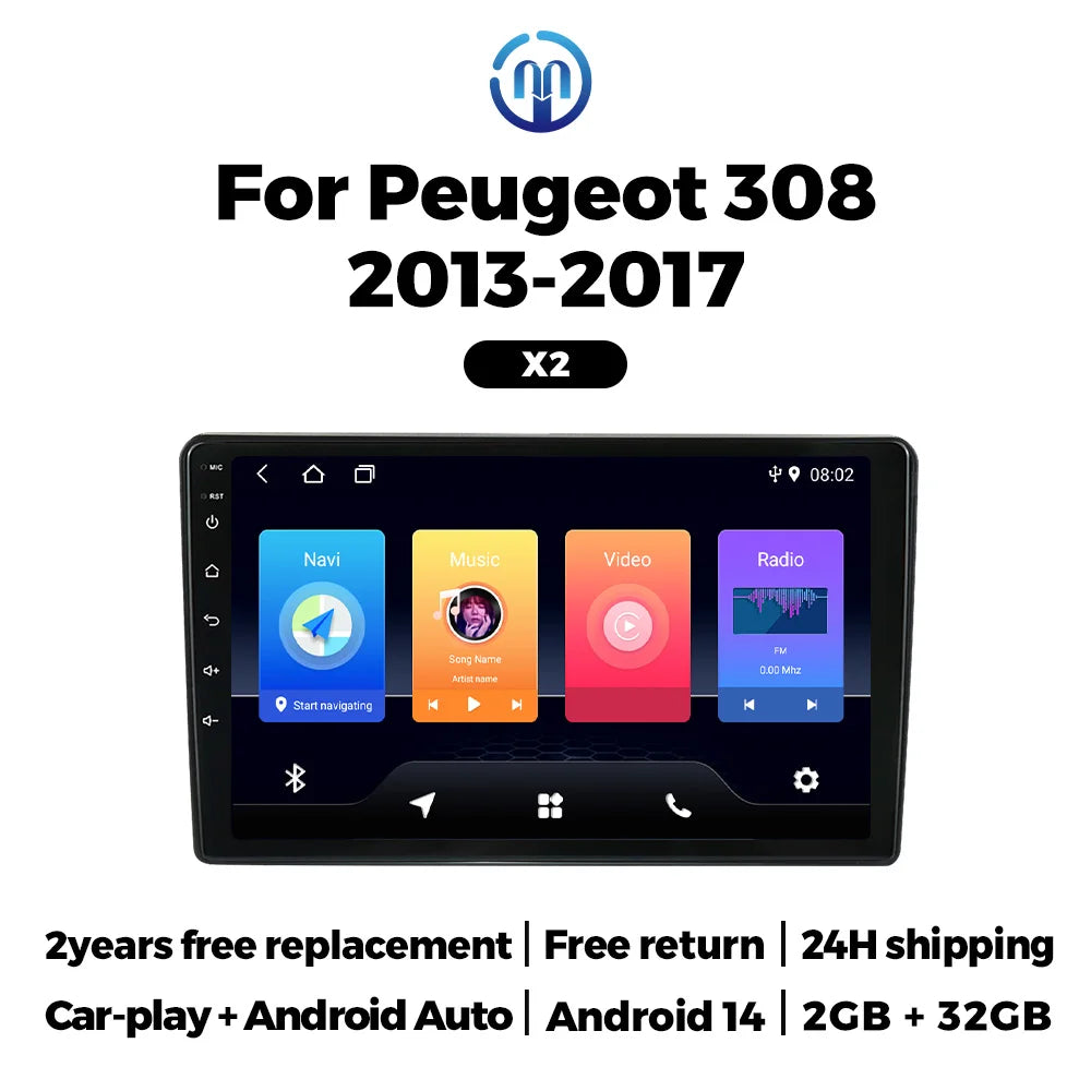 Android Carplay Auto Car Radio for Peugeot 308 308SW 2007-2015 408 2012-2020 GPS Multimedi | AUTOKITSHOP