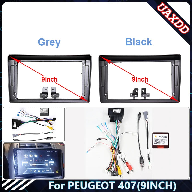 For 2005-2008 PEUGEOT 407(9Inch) Car Radio Fascias Android GPS MP5 Stereo Player 2 Din Hea