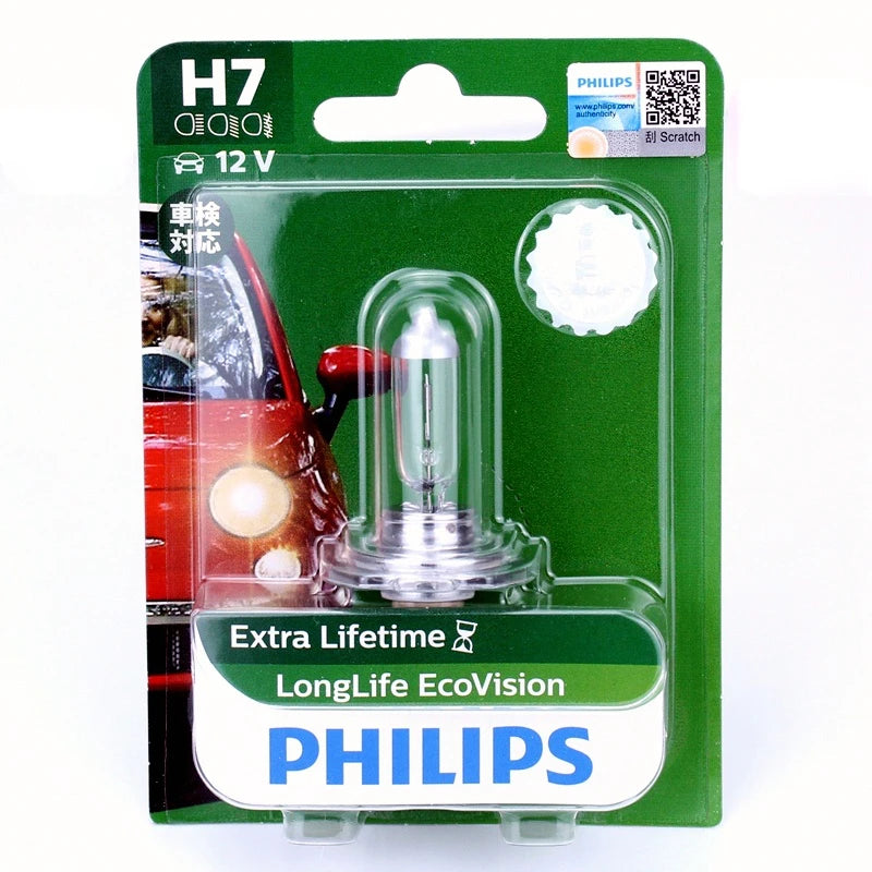 Philips H7 12V 55W LongLife EcoVision Car Original Halogen Headlight 1500h Auto Lamp Genui