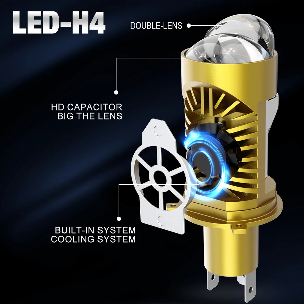 S&D H4 Bi Led Projector Lens Headlights Double Lens Car Bulbs 300000LM 100W 6500K Canbus P