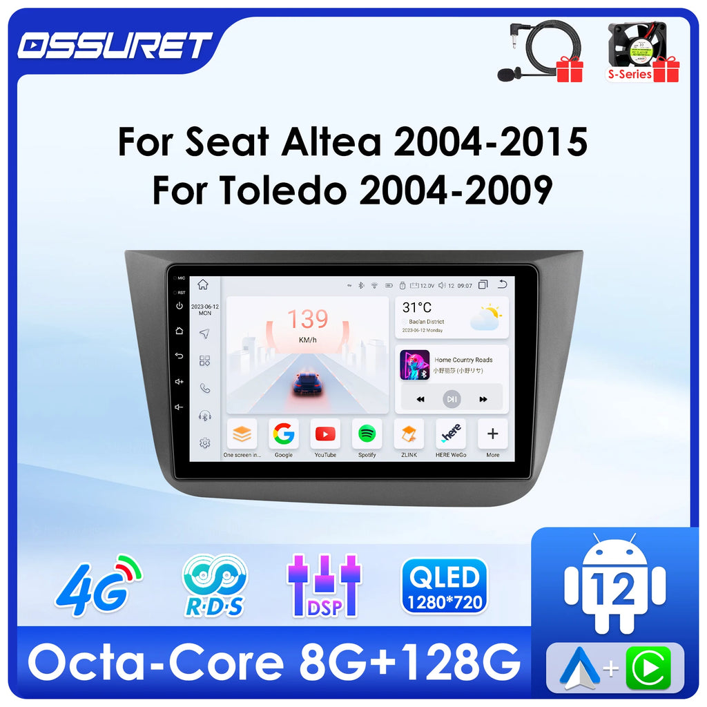 2din car intelligent systems radio for Seat Altea 2004-2015 Android Auto Carplay For Toled