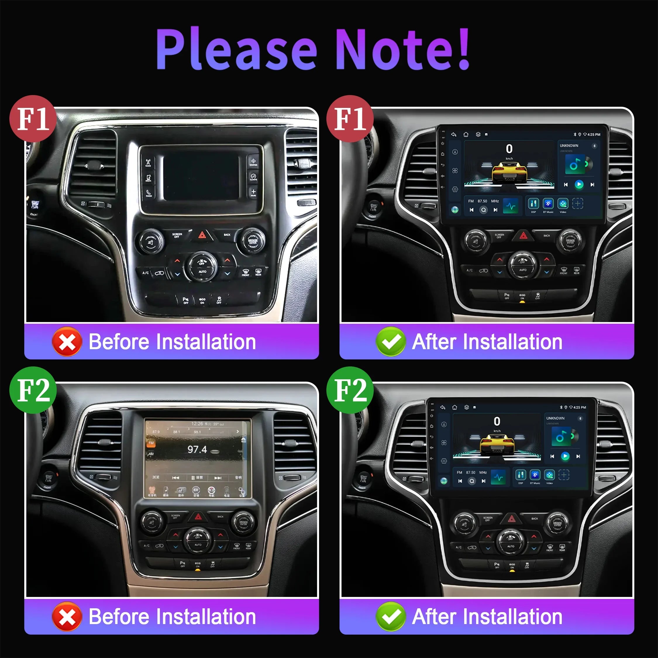 Android 14 Car Radio Carplay For Jeep Grand Cherokee Wk2 2014-2022 Stereo Multimedia Playe