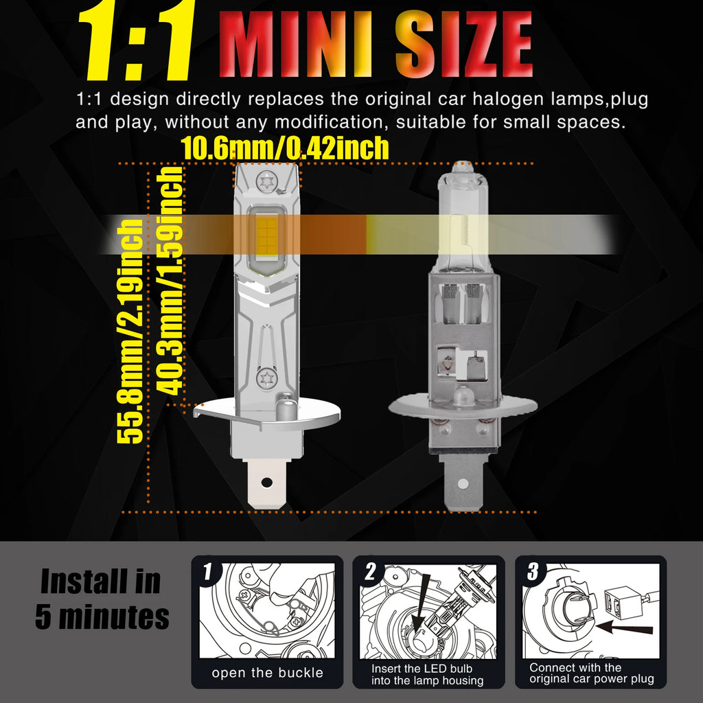 H1 Led Headlight Canbus Bulb Car Light High Power Auto Fog Diode Moto Driving Running Lamp