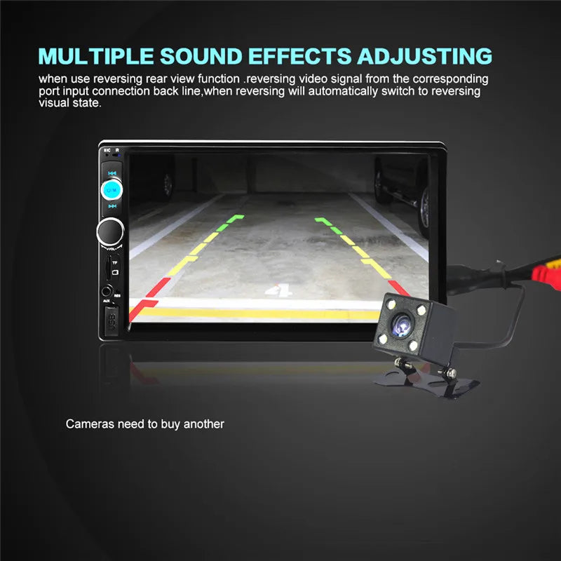 7010B 7inch Car Radio Bluetooth V2.0 Car Stereo HD Touch Screen MP5 Player SD MMC USB FM M