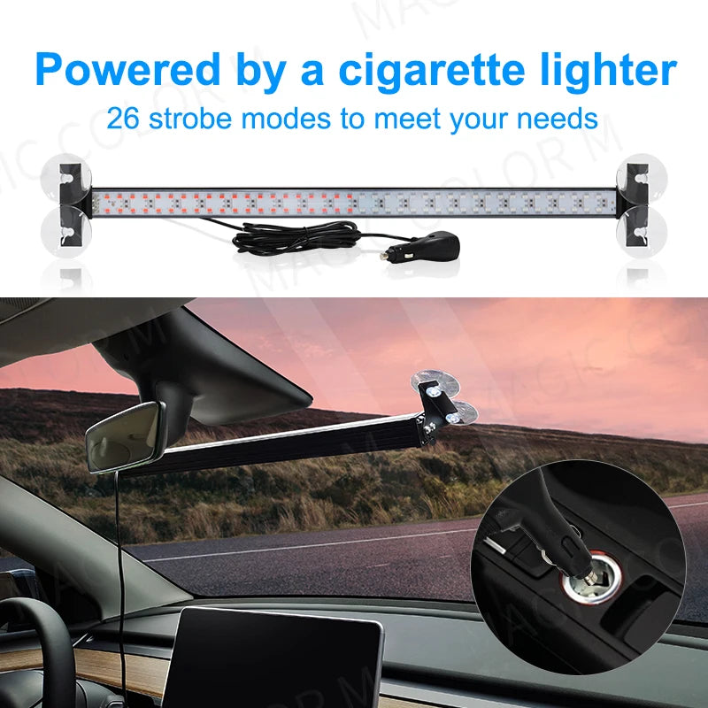 LED Strobe Police Lights For Auto Emergency Grill Warning Lamp 80 led Windshield Bar Traff | AUTOKITSHOP