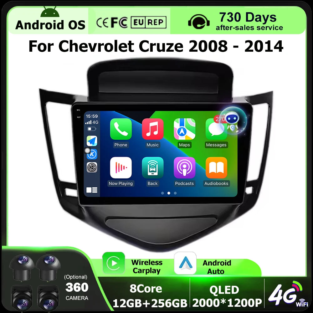 Car Radio Multimedia Video Player GPS Navigation Stereo For Chevrolet Cruze 2008 - 2014 An