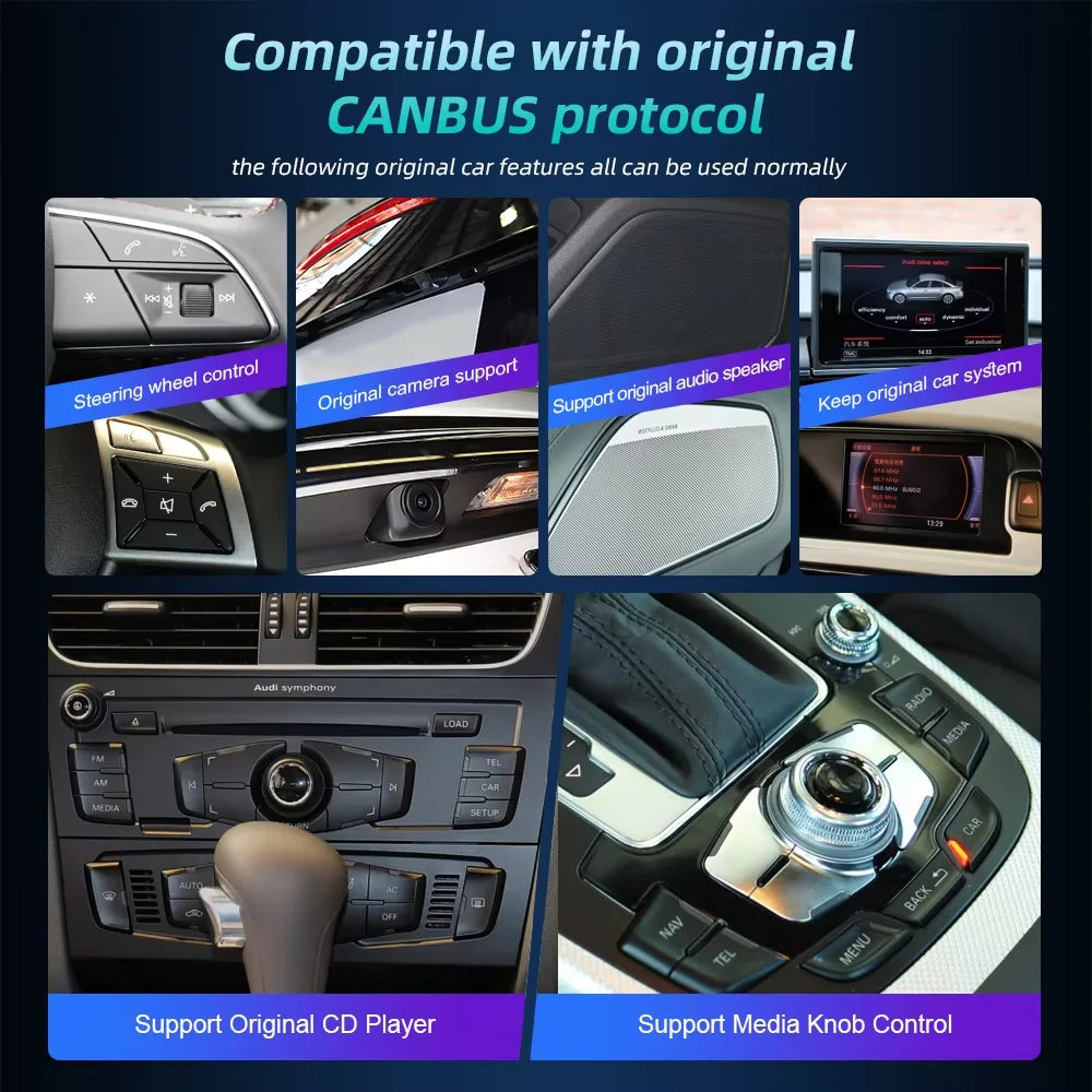 For Audi A4 B8 A5 2008-2017 MMI 2G 3G Android 14 Wireless Carplay Auto Radio Screen Car Mu
