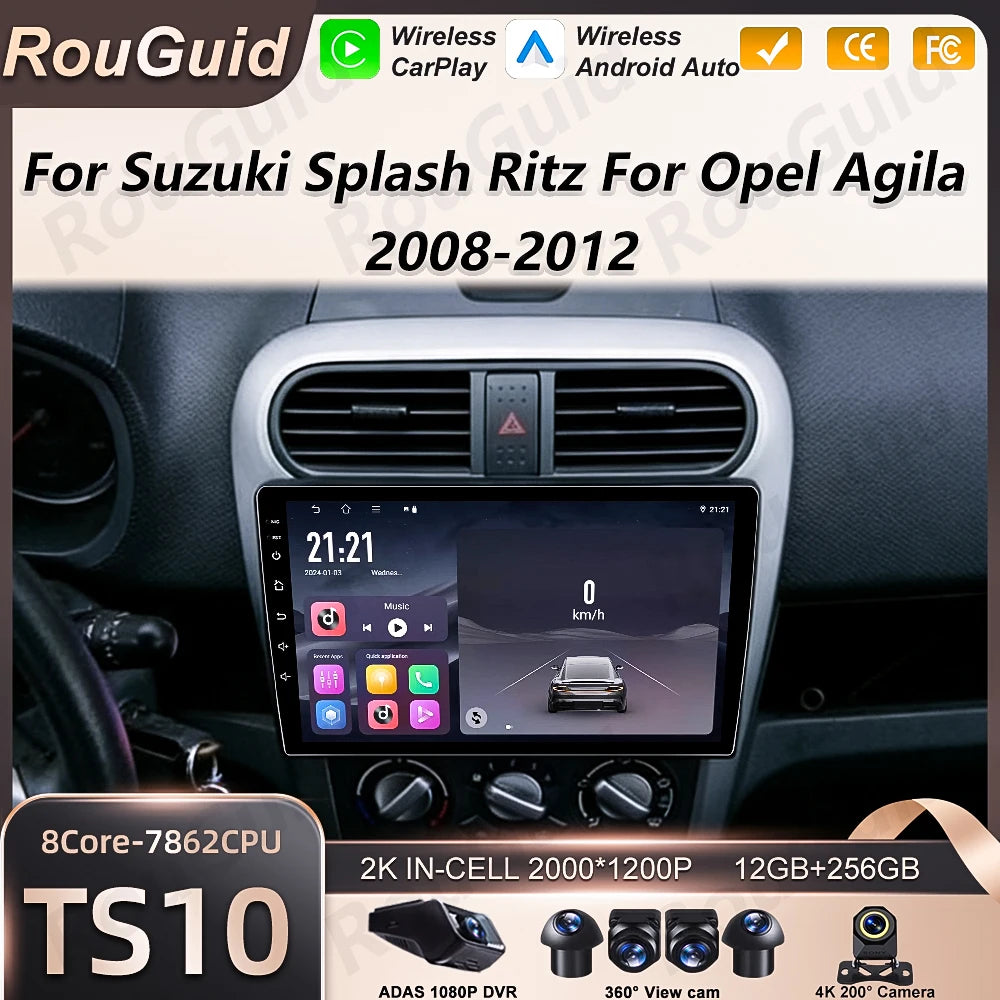 Android 16 Car Radio For Suzuki Splash Ritz For Opel Agila 2008 -2012 Carplay Auto Multime | AUTOKITSHOP
