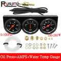 3 in 1 Car Meter Kit Triple Gauge 52mm Oil Pressure Gauge 0-100PSI Water Temp Meters 100℉- 280℉  - Automotive LED Light