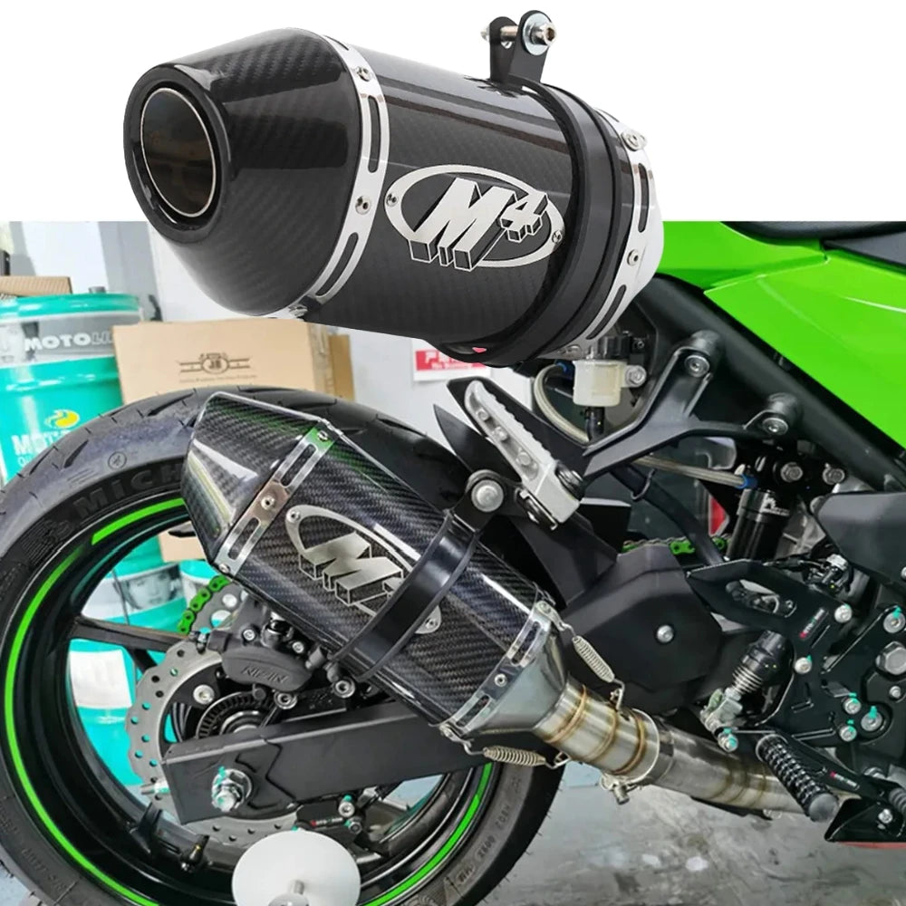 51mm Motorcycle Exhaust M4 Modified Muffler Carbon Fiber Escape Moto Pipe 300CC  for Honda Z1000 Z900 MT09 - Automotive