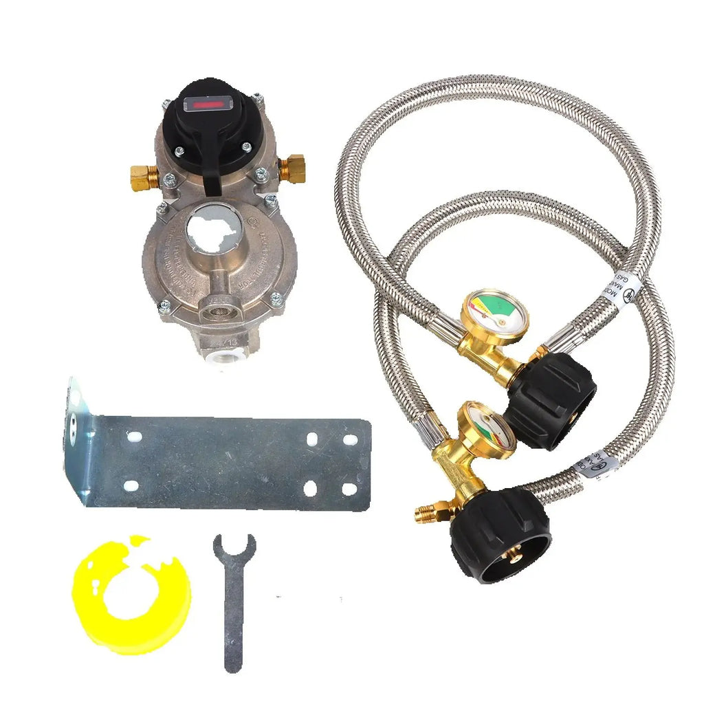RV Propane Regulator 2 Stage Auto Changeover FOR Trailers Campers 1/4" SAE Inlet 3/8" NPT
