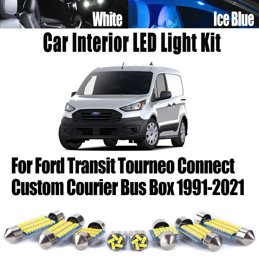 LED Interior Light Kit for Ford Transit Tourneo Connect Custom Courier Bus Box 1991-2021 - Canbus Dome Map Door Trunk...