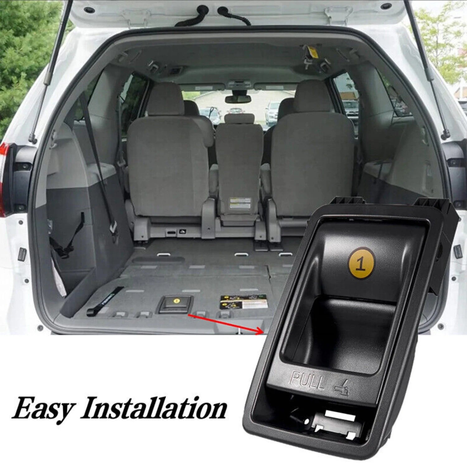 Rear Folding Seat Latch Release Handle Bezel Black 72909-08011 For Toyota Sienna 2014-2018