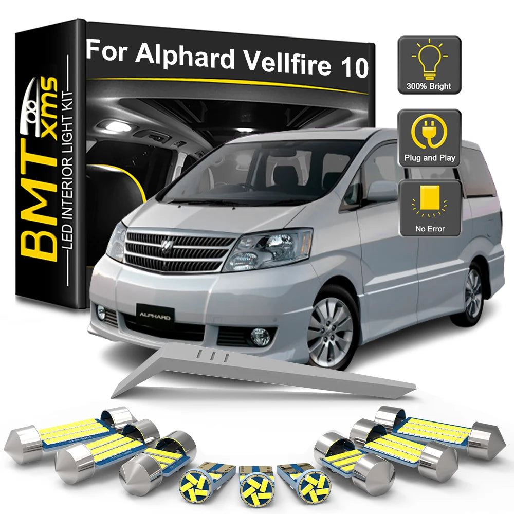 13-Piece LED Interior Light Kit for Toyota Alphard Vellfire 10 Series - Canbus Error-Free Bulbs | AUTOKITSHOP