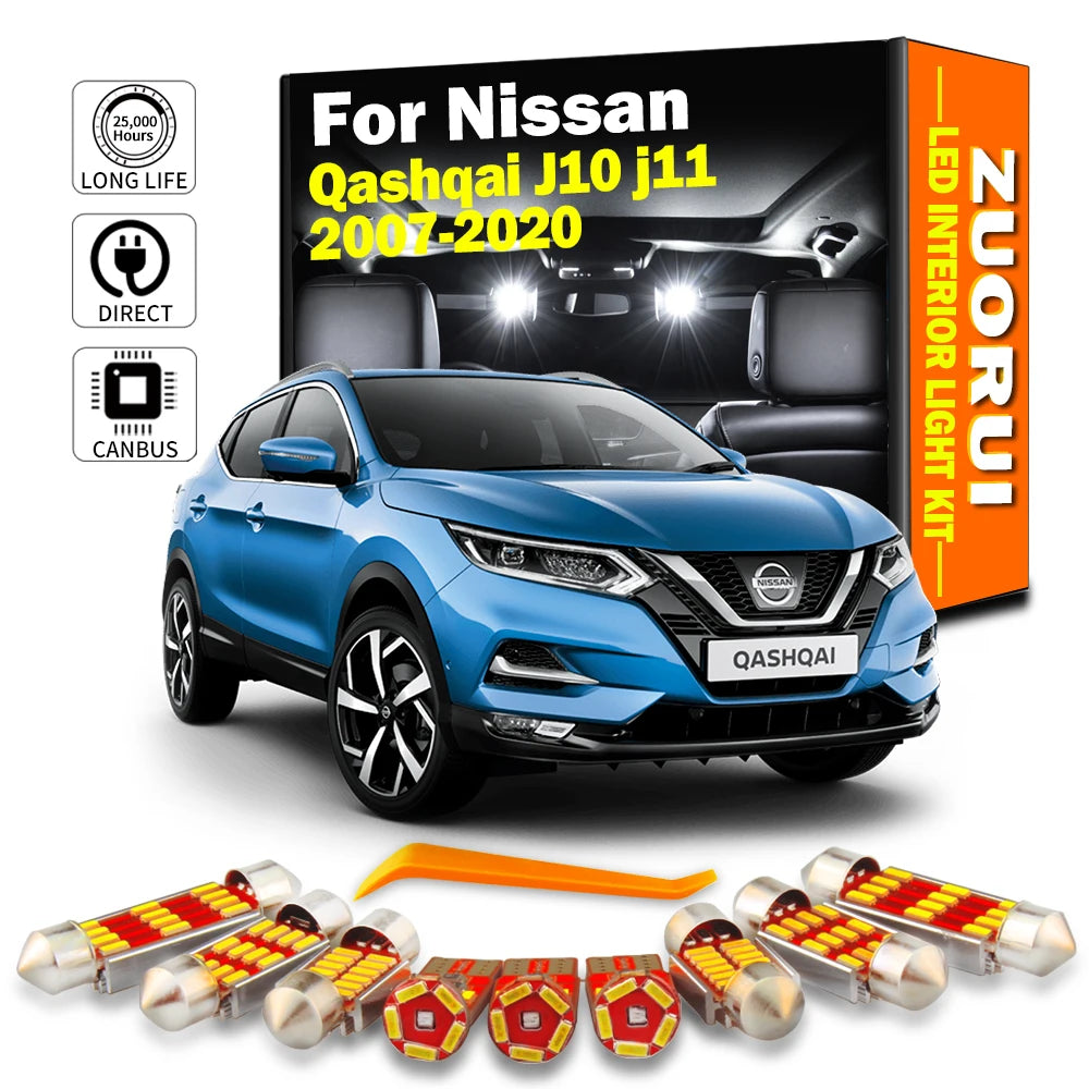 LED Interior Light Kit for Nissan Qashqai J10 j11 - Canbus Error-Free Bulbs | AUTOKITSHOP