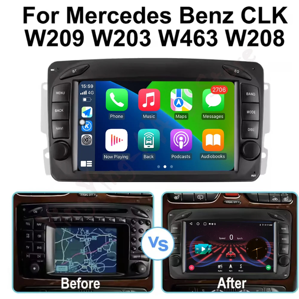 For Mercedes Benz CLK W209 W203 W208 W463 Android 16 Car Radio Stereo Multimedia Player Na