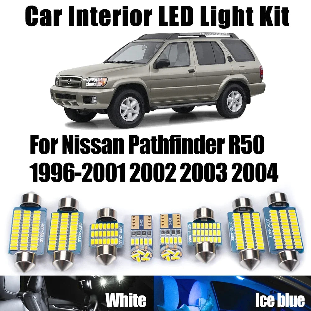 14-Piece LED Interior Light Kit for Nissan Pathfinder R50 1996-1999 - Canbus Dome Map Door Trunk Bulbs | AUTOKITSHOP