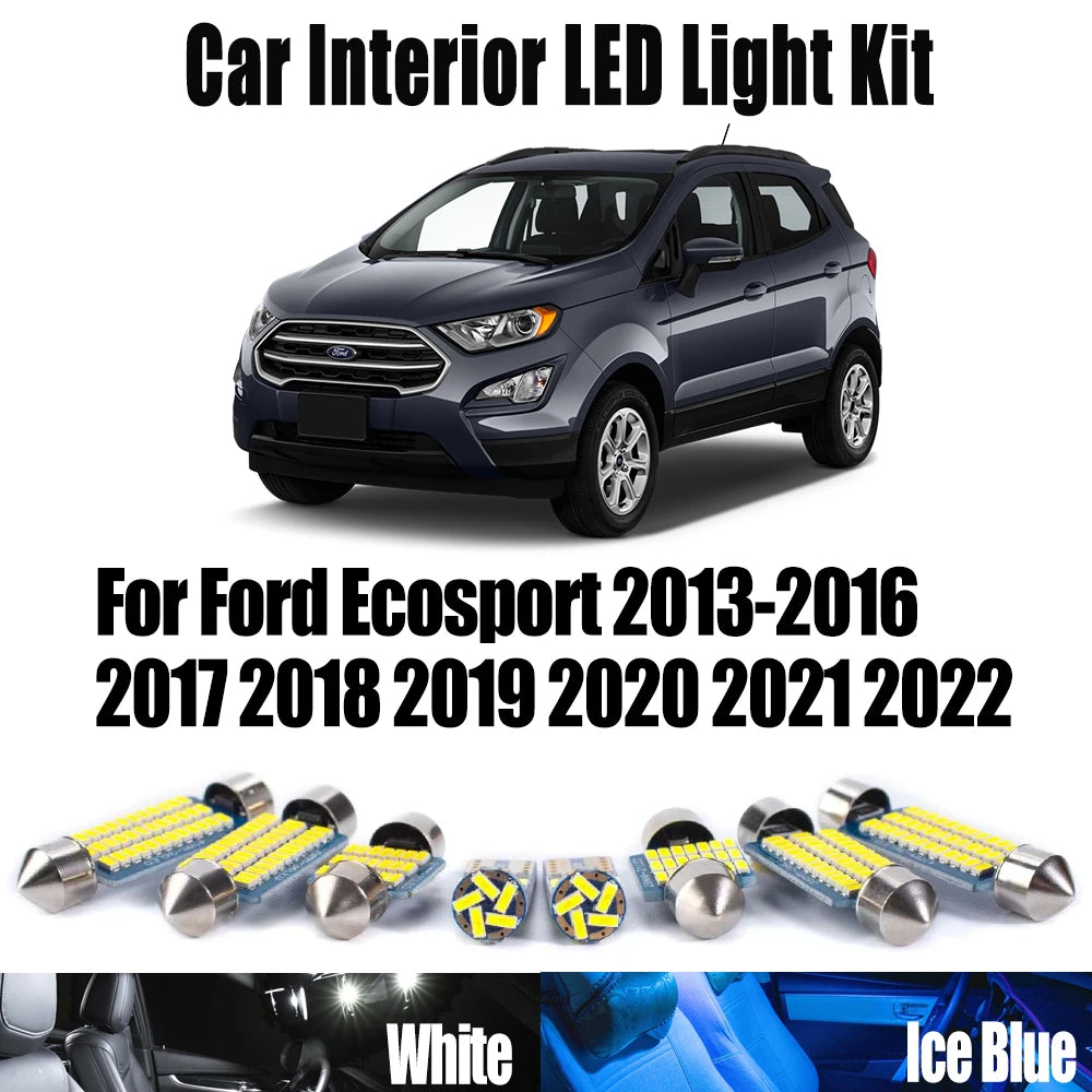 13-Piece LED Interior Light Kit for Ford Ecosport 2013- 2017 - Canbus Dome Map Door Trunk Bulbs | AUTOKITSHOP